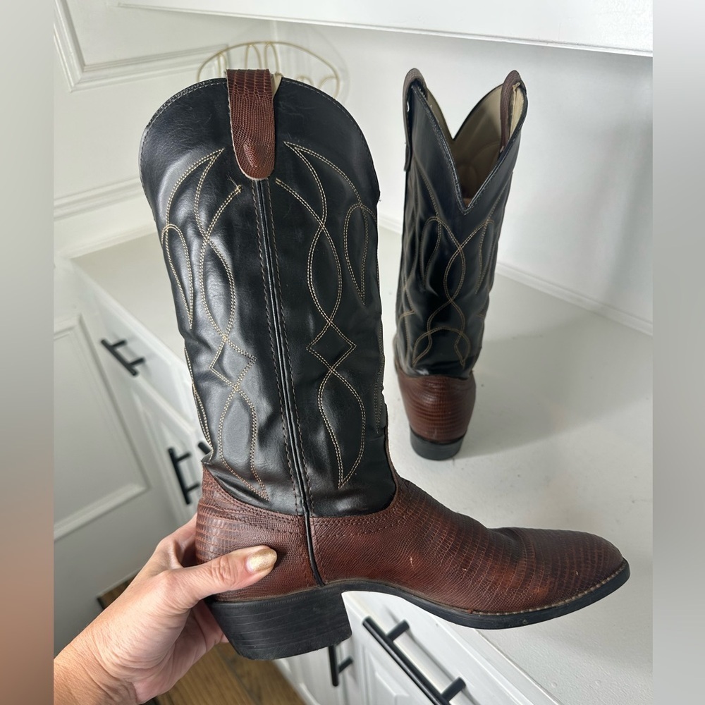 Bronco Western Cowboy Boots Women’s 9.5 Men’s 8 Brown Leather Made in USA - Picture 7 of 9